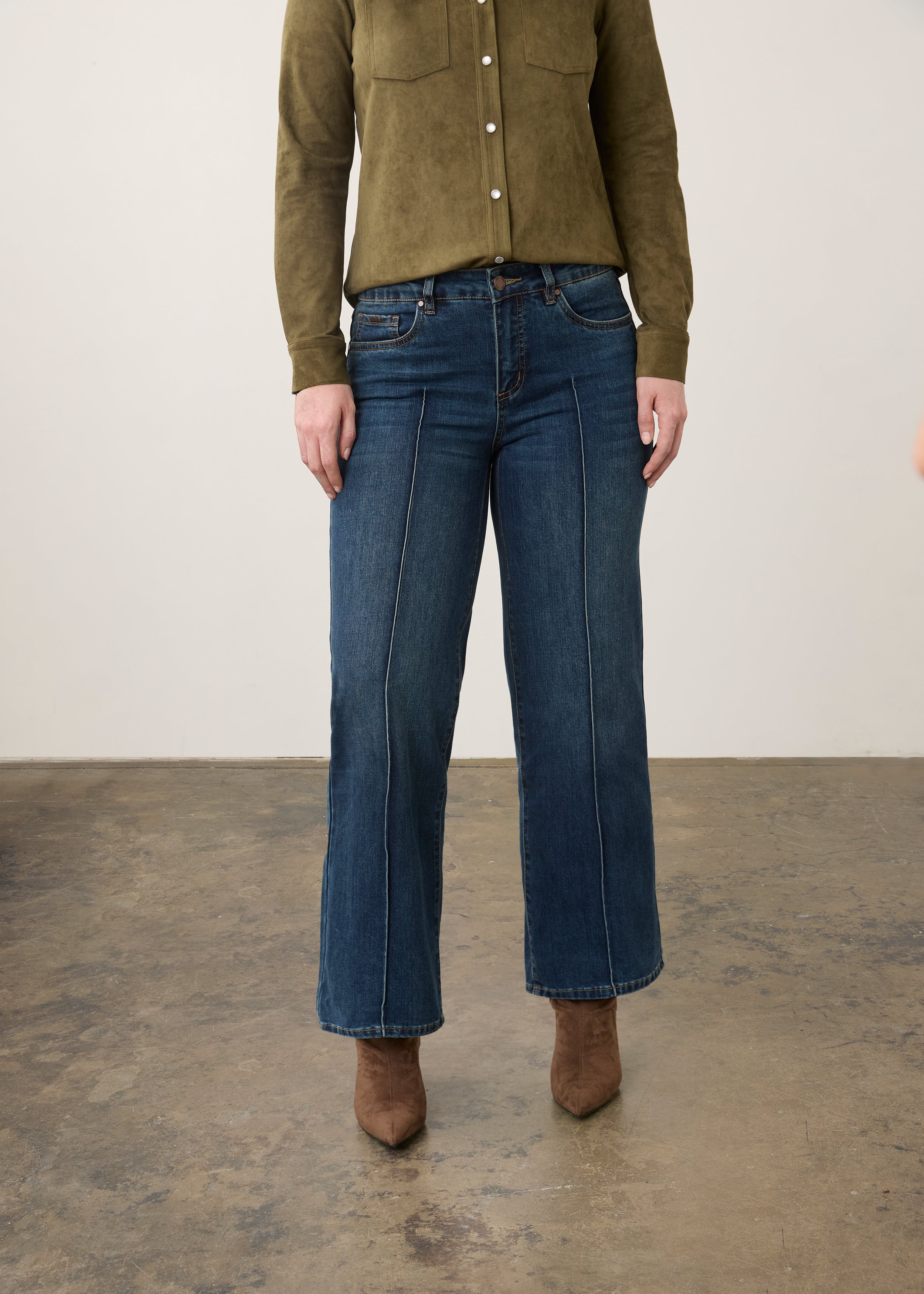 FDJ Olivia Wide Ankle Jeans — Dark Indigo